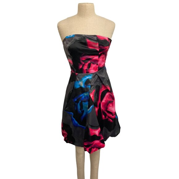 Strapless Floral Print Dress By Express Design Studio Size 4 - Picture 2 of 7